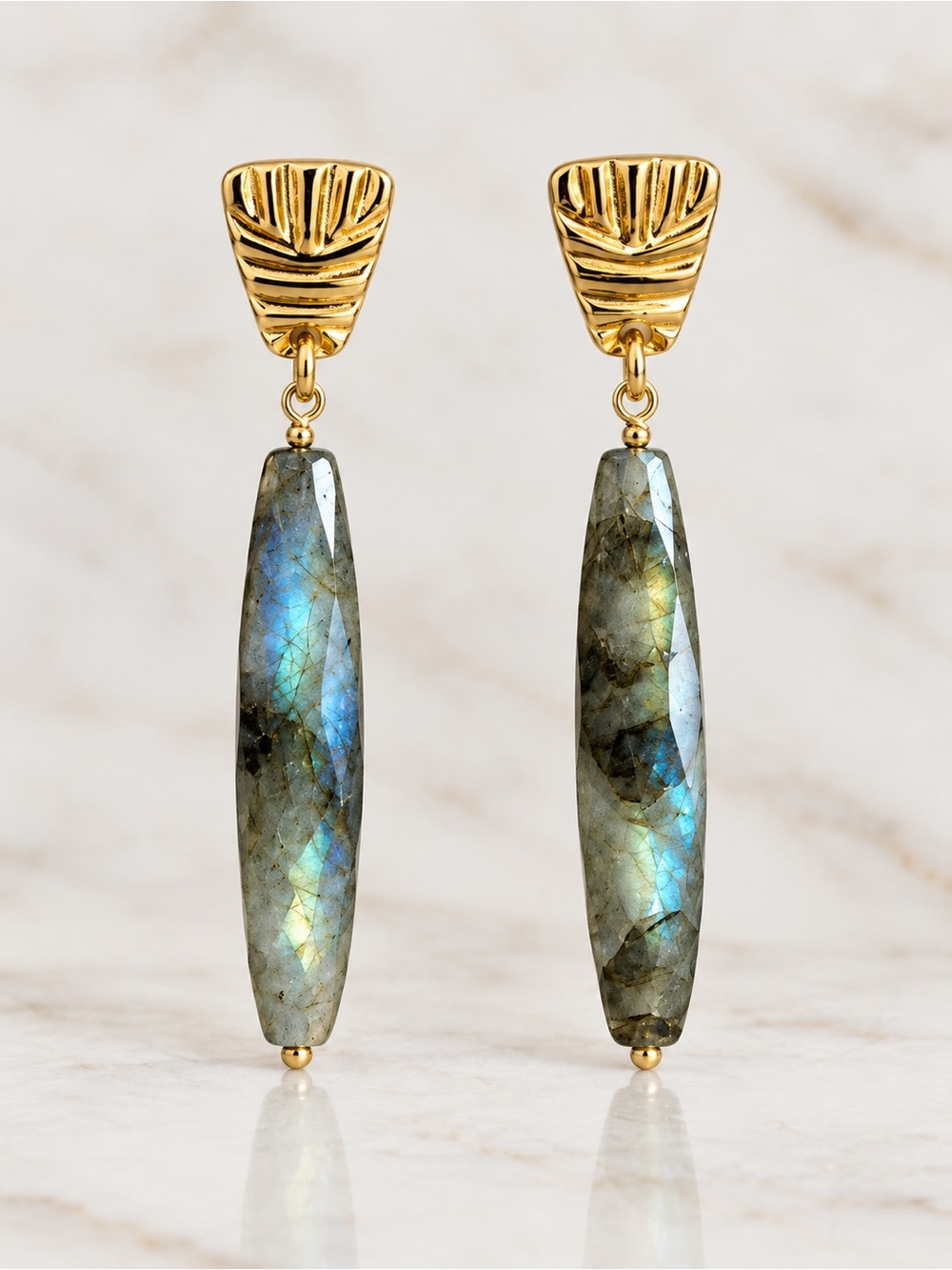 Luna Norte Gold Labradorite Drop Earrings
